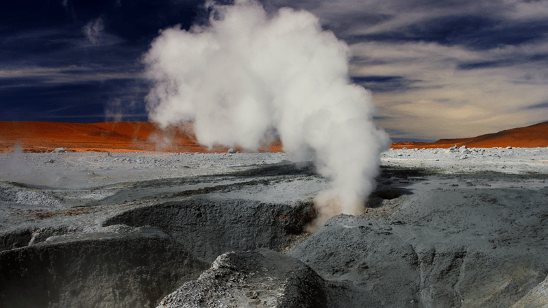 Steam rising from the Tatio Geysers at dawn
