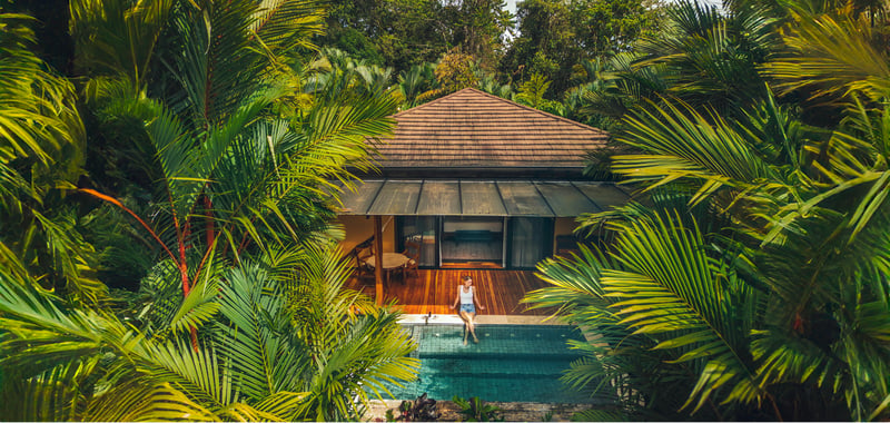 A private hot-springs plunge pool in the Costa Rican rainforest