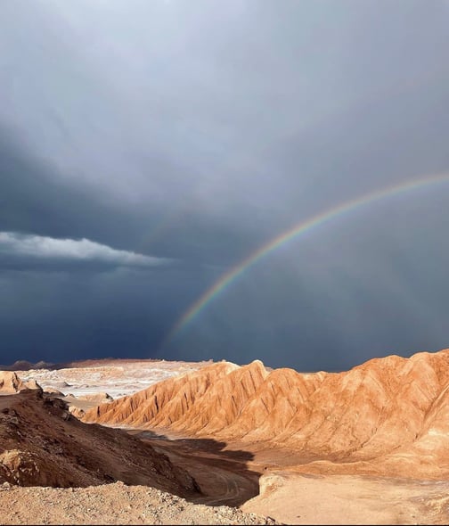 A rainbow over the Atacama Desert near Nayara Alto Atacama
