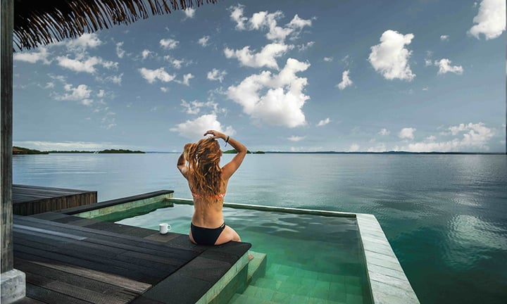 Overwater villas with plunge pools at Nayara Bocas del Toro on Isla Frangipani